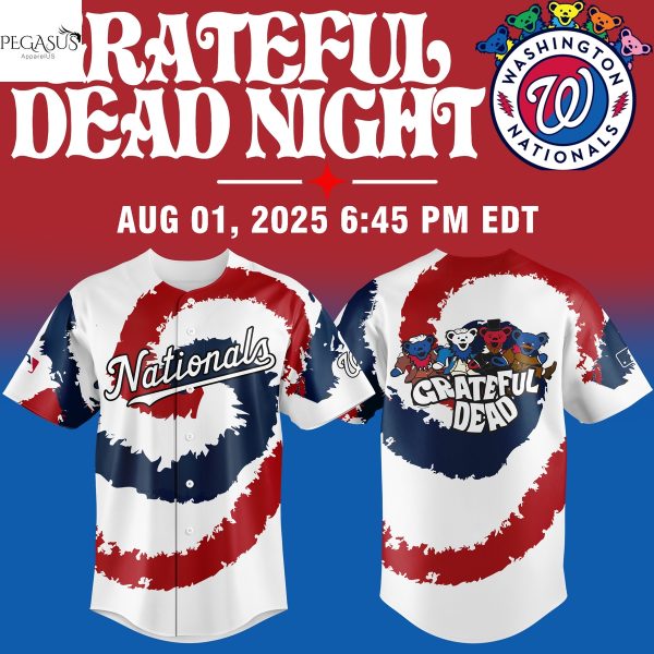 Washington Nationals Grateful Dead Co-branded Baseball Jersey