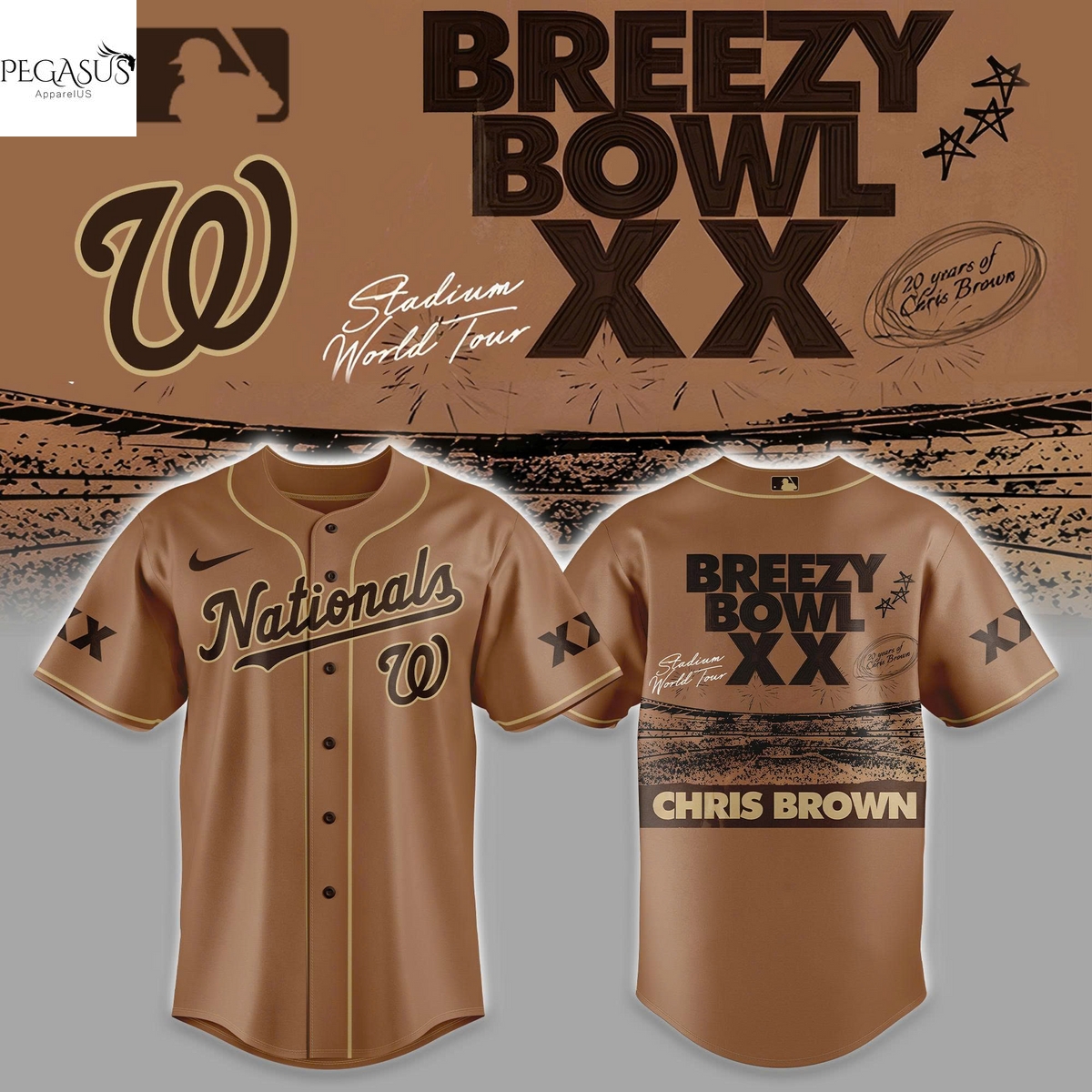 Washington Nationals x Chris Brown Breezy Bowl XX Baseball Jersey Washington Nationals x Chris Brown Breezy Bowl XX Baseball Jersey