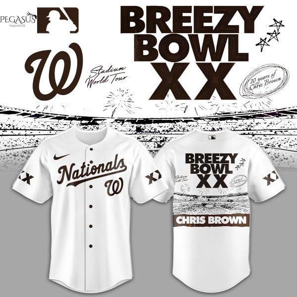 Washington Nationals x Chris Brown Breezy Bowl XX Baseball Jersey – White