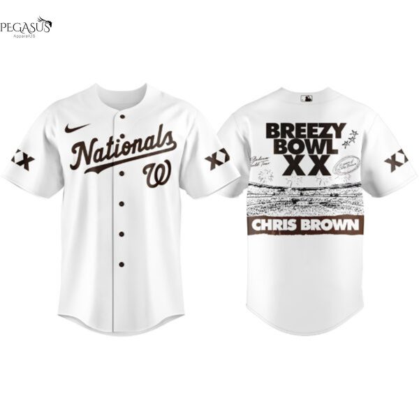 Washington Nationals x Chris Brown Breezy Bowl XX Baseball Jersey – White
