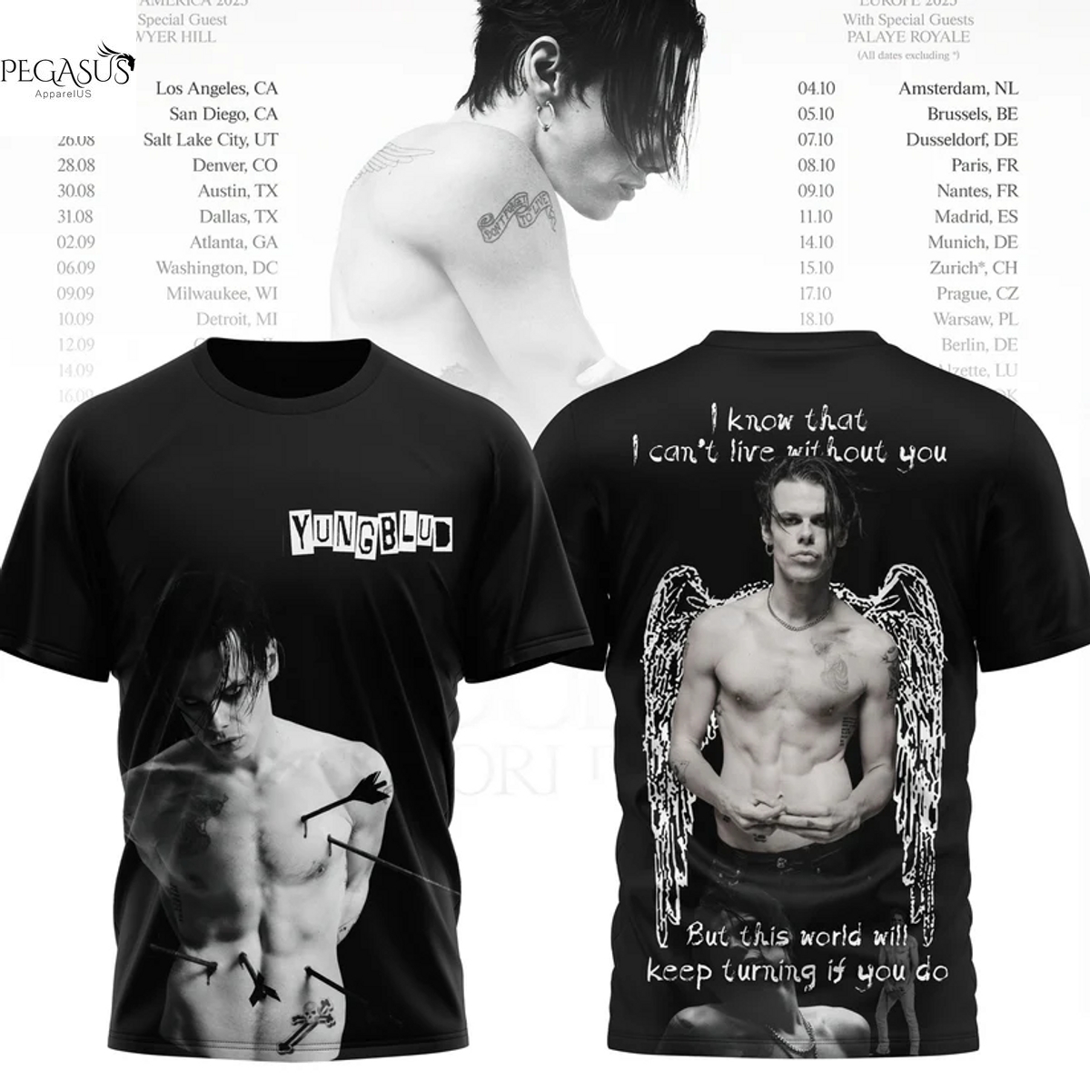 Yungblud I Know That I Cant Live Without You But This World Will Keep Turning If You Do 3D T-Shirt Yungblud I Know That I Cant Live Without You But This World Will Keep Turning If You Do 3D T-Shirt
