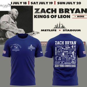 Zach Bryan x New York Giants Kings Of Leon 2025 3D T-Shirt