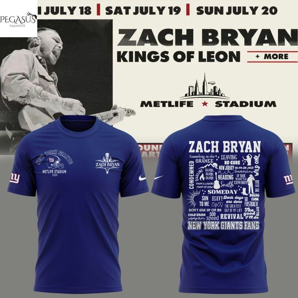 Zach Bryan x New York Giants Kings Of Leon 2025 3D T-Shirt
