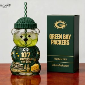 Green Bay Packers 2026 107th Anniversary Bear Glass Cup