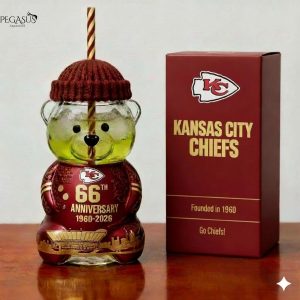 Kansas City Chiefs 2026 66th Anniversary Bear Glass Cup