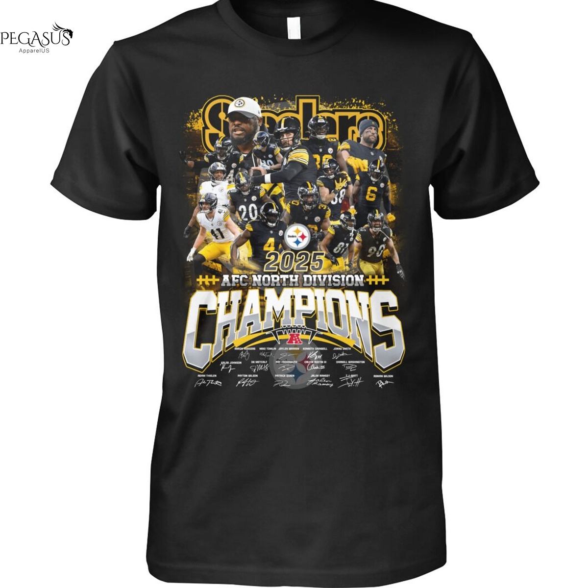 2025 Pittsburgh Steelers AFC North Division Champions Signature Unisex T-Shirt