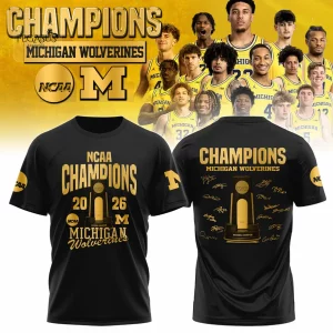 2026 Michigan Wolverines National Champions Gold Trophy 3D T-Shirt