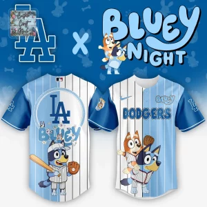 Bluey Night LA Dodgers Pinstripe Baseball Jersey