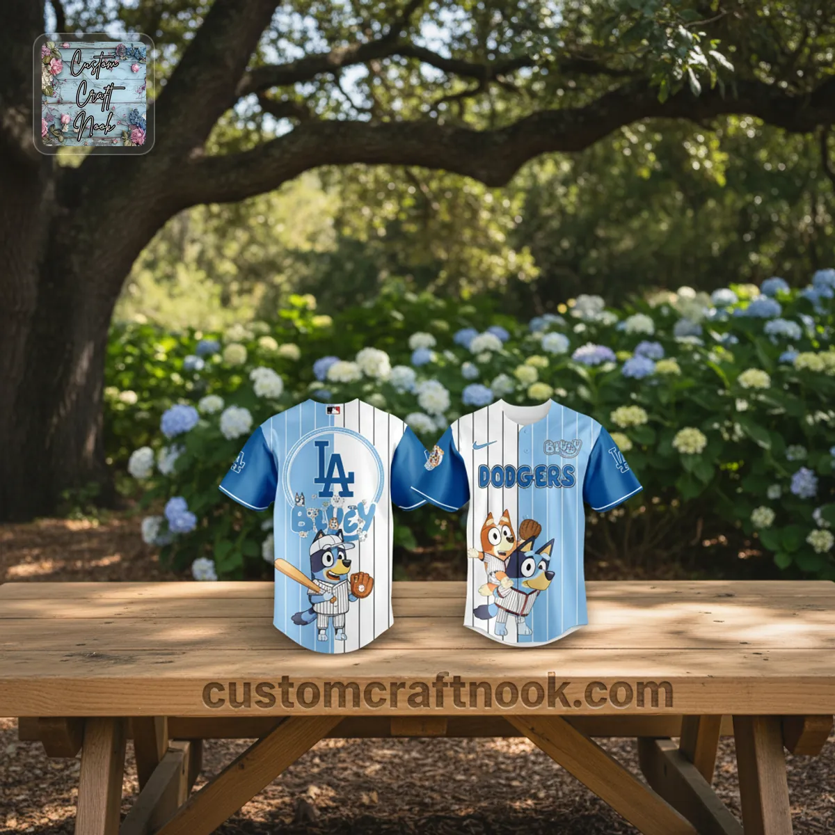 Bluey Night LA Dodgers Pinstripe Baseball Jersey