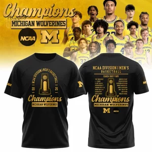 Michigan Wolverines 2026 Champions NCAA Basketball Black 3D T-Shirt
