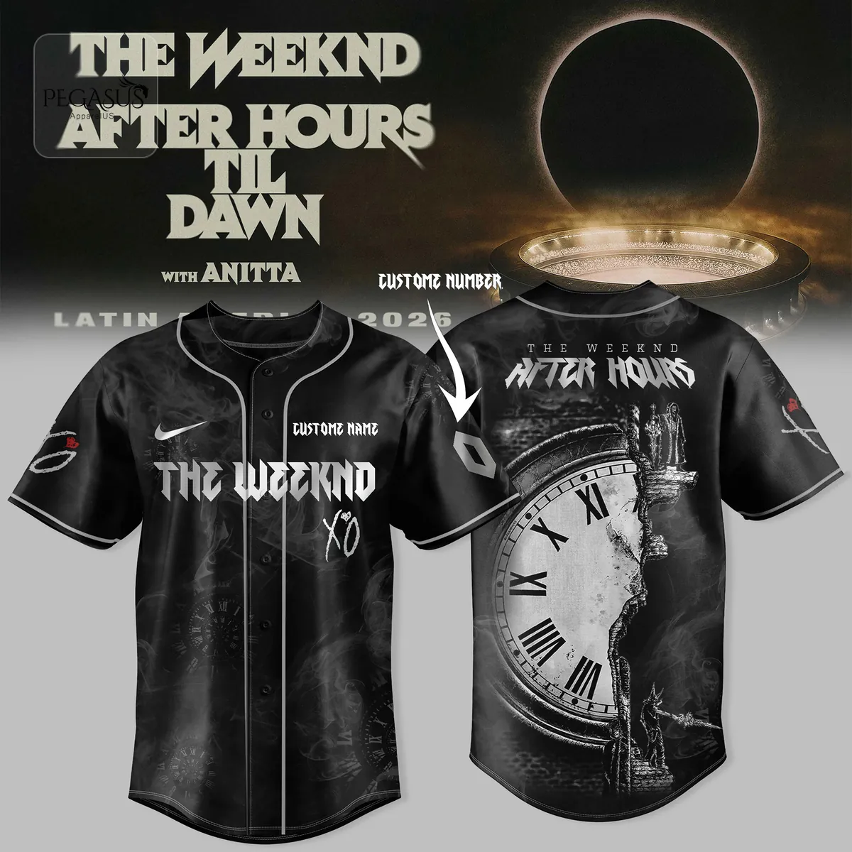 The Weeknd After Hours Til Dawn 2026 Latin American Baseball Jersey The Weeknd After Hours Til Dawn 2026 Latin American Baseball Jersey